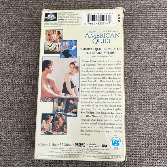 5/$25 Vintage How to Make an American Quilt VHS 1995 Winona Ryder Anne Bancroft - Picture 2 of 4